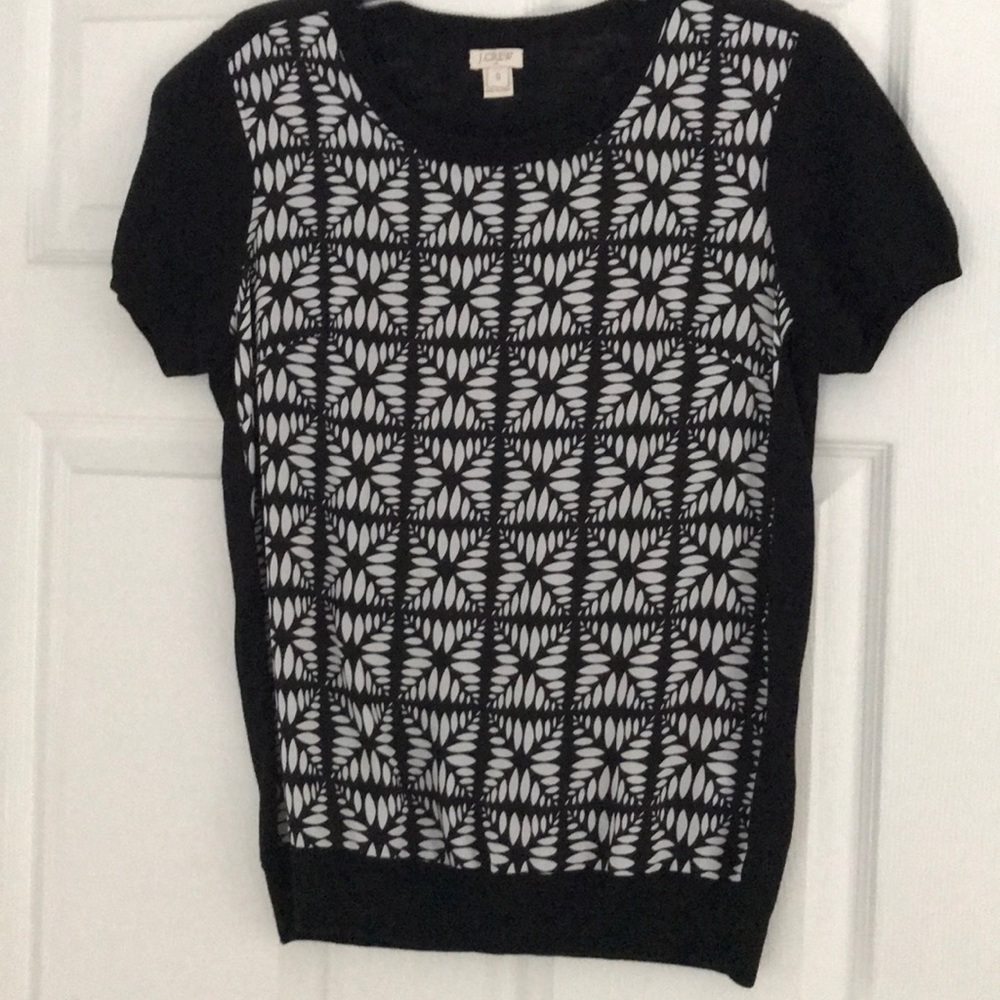 J Crew black and patterned top